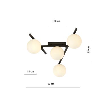 Stropna svjetiljka SMART 4xE14/10W/230V crna/bijela