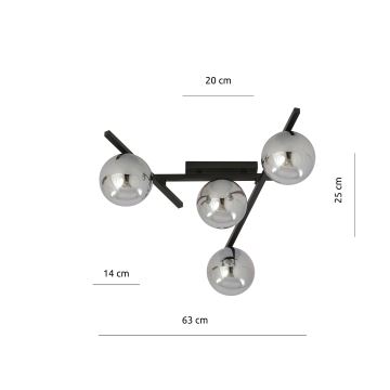 Stropna svjetiljka SMART 4xE14/10W/230V crna/siva