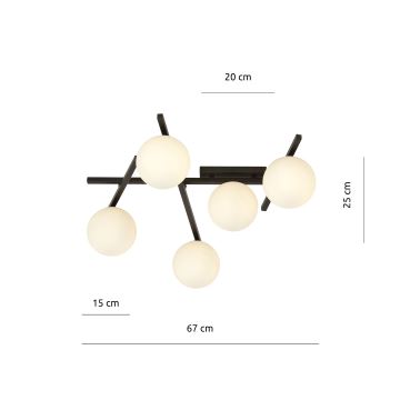 Stropna svjetiljka SMART 5xE14/10W/230V crna/bijela