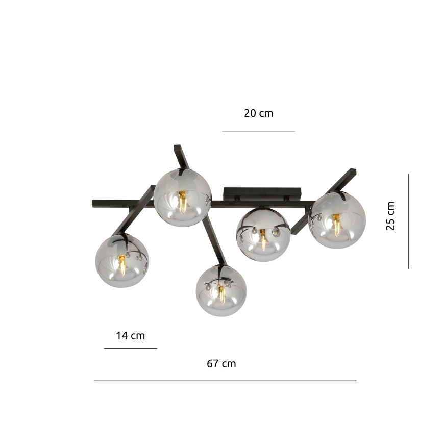 Stropna svjetiljka SMART 5xE14/10W/230V crna/siva