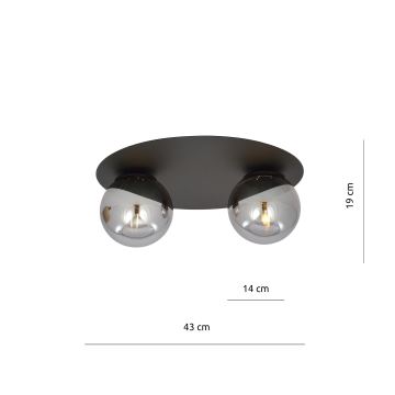 Stropna svjetiljka SOLAR 2xE14/10W/230V crna/siva