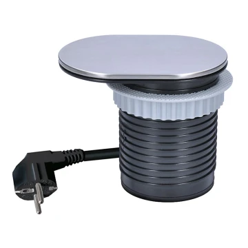 Stup s utičnicama za stol 1x230V + USB-A + USB-C srebrna