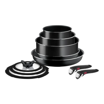 Tefal - Set posuđa 10 kom INGENIO EASY COOK & CLEAN BLACK