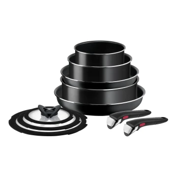 Tefal - Set posuđa 10 kom INGENIO EASY COOK & CLEAN BLACK