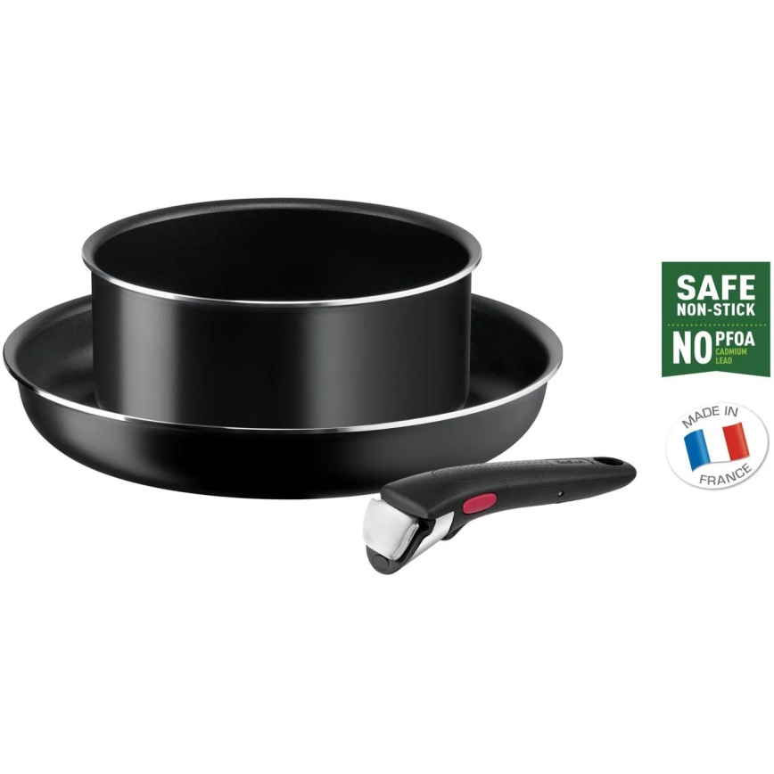 Tefal - Set posuđa 3 kom INGENIO EASY COOK & CLEAN BLACK