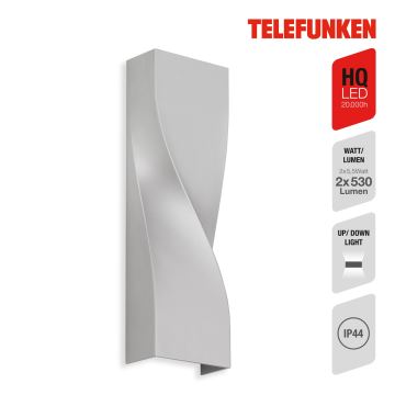 Telefunken 312704TF - LED Vanjska zidna svjetiljka 2xLED/5,5W/230V IP44 srebrna