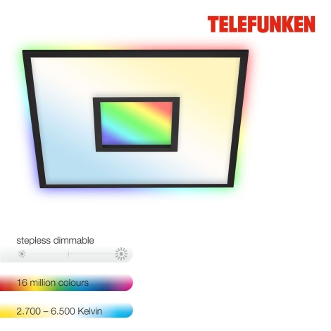 Telefunken 319505TF - LED RGBW Prigušiva stropna svjetiljka LED/36W/230V 2700-6500K crna + daljinski upravljač