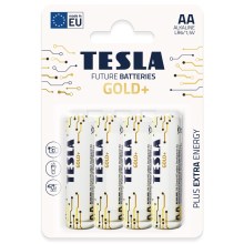 Tesla Batteries - 4 kom Alkalna baterija AA GOLD+ 1,5V 3200 mAh