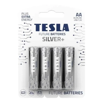 Tesla Batteries - 4 kom Alkalna baterija AA SILVER+ 1,5V 2900 mAh