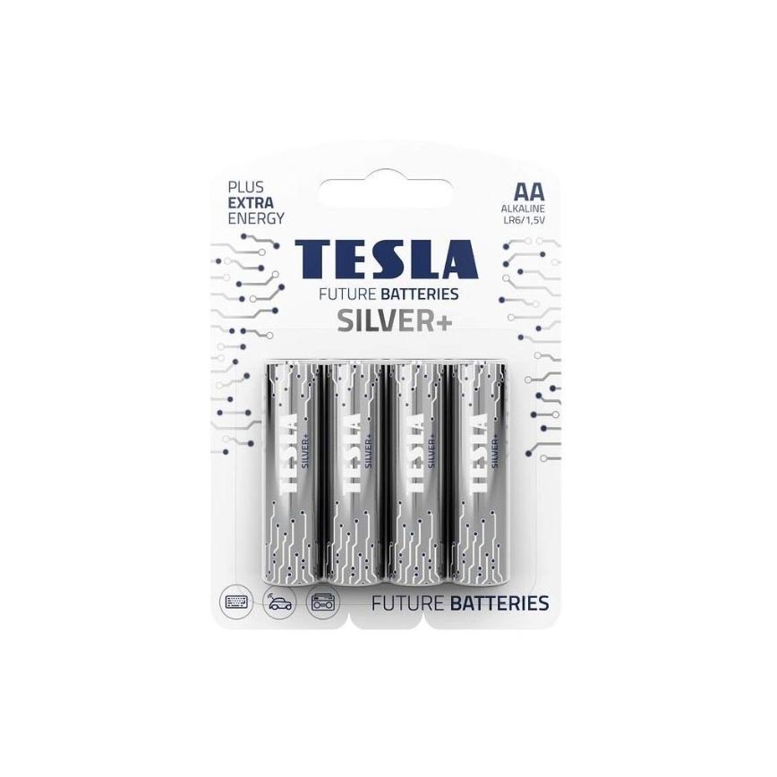 Tesla Batteries - 4 kom Alkalna baterija AA SILVER+ 1,5V 2900 mAh