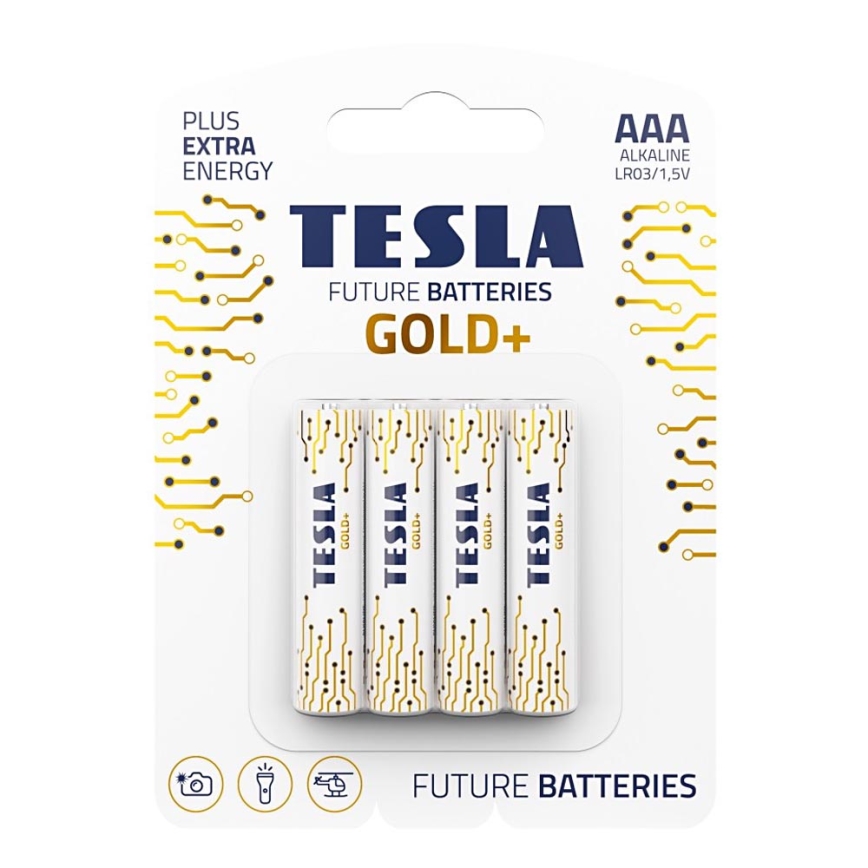 Tesla Batteries - 4 kom Alkalna baterija AAA GOLD+ 1,5V 1350 mAh