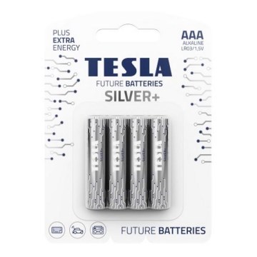 Tesla Batteries - 4 kom Alkalna baterija AAA SILVER+ 1,5V 1300 mAh