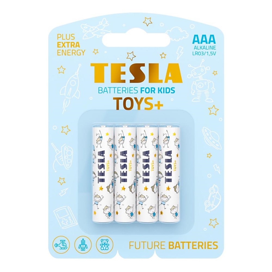 Tesla Batteries - 4 kom Alkalna baterija AAA TOYS+ 1,5V 1300 mAh