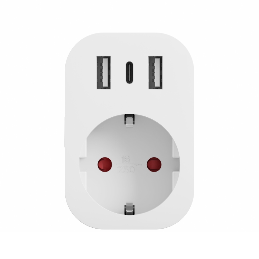 TESLA Smart - Pametna utičnica 3680W/230V/16A Typ F/E 2xUSB-A + 1xUSB-C Wi-Fi