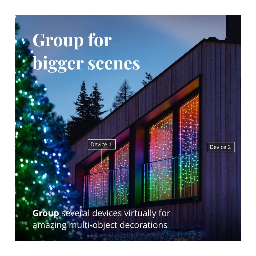 Twinkly - LED RGBW Prigušiva vanjska božićna svjetlosna zavjesa CURTAIN 210xLED 6,1m IP44 Wi-Fi