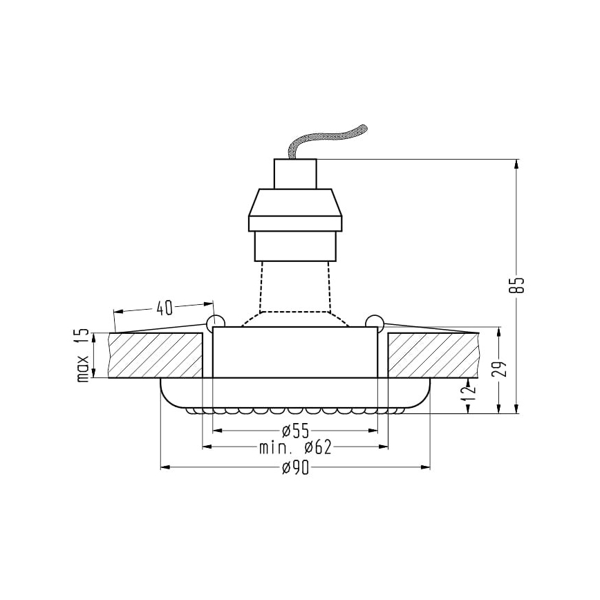 Ugradbena svjetiljka SOC 1xGU10/50W/230V crna