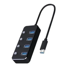 USB Razdjelnik s prekidačem 4xUSB-A 3.0 crna