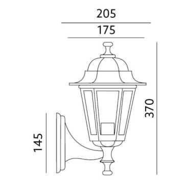 Vanjska zidna svjetiljka 1xE27/60W/230V IP44 crna