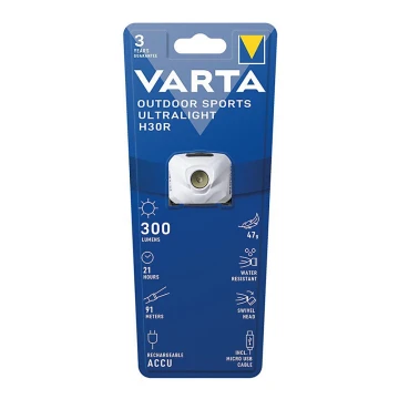 Varta 18631101401 - LED Prigušiva punjiva čeona svjetiljka OUTDOOR SPORTS LED/5V IPX4 bijela