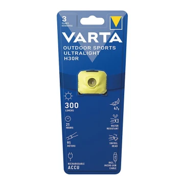 Varta 18631201401 - LED Prigušiva punjiva čeona svjetiljka OUTDOOR SPORTS LED/5V IPX4 žuta