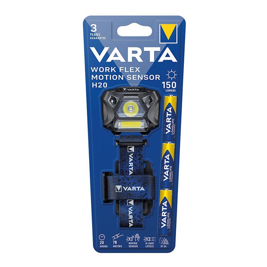 Varta 18648101421 - LED Prigušiva čeona svjetiljka sa senzorom WORK FLEX LED/3xAAA IP54