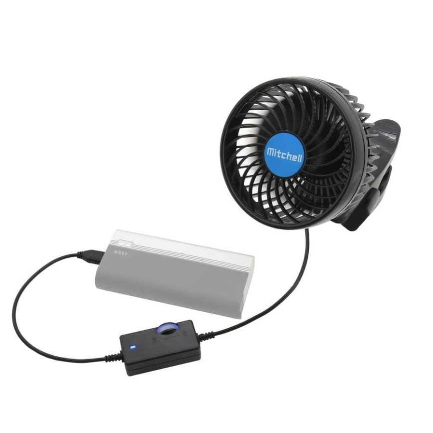 Ventilator s kopčom USB 4W/5V crna