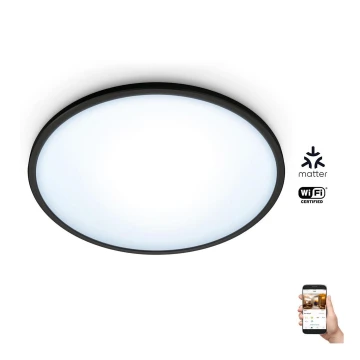 WiZ - LED Prigušiva stropna svjetiljka SUPERSLIM LED/16W/230V 2700-6500K Wi-Fi crna