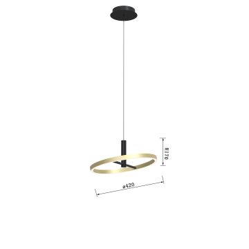 Wofi 6016-104L - LED Prigušivi luster na sajli BREST LED/19W/230V crna/zlatna