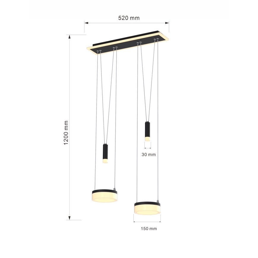 Wofi 6054-502 - LED Prigušivi luster na sajli JESSE LED/21W/230V crna