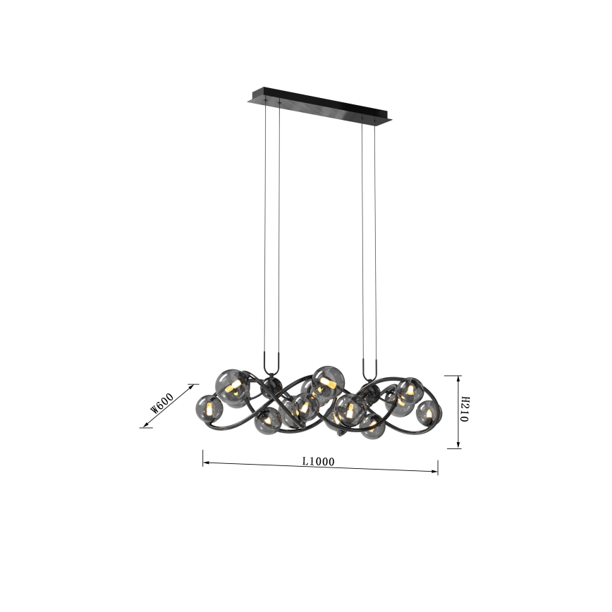 Wofi 7014-1405 - LED Luster na sajli NANCY 14xG9/3,5W/230V crni krom