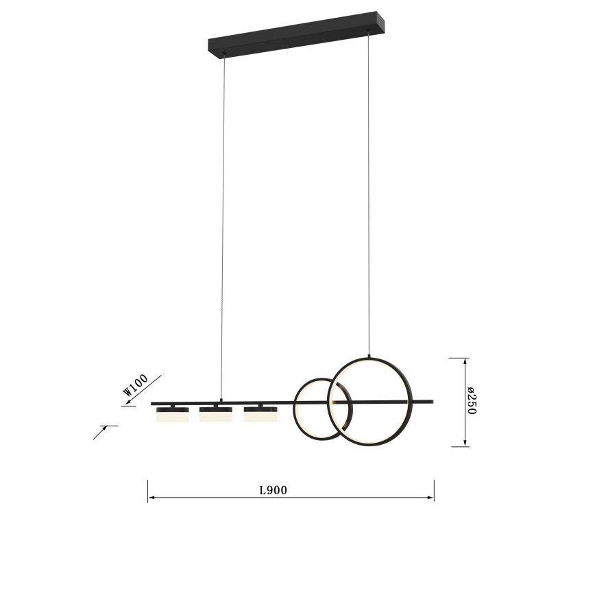 Wofi 7030-502 - LED Prigušivi luster na sajli MESSINA LED/40W/230V crna