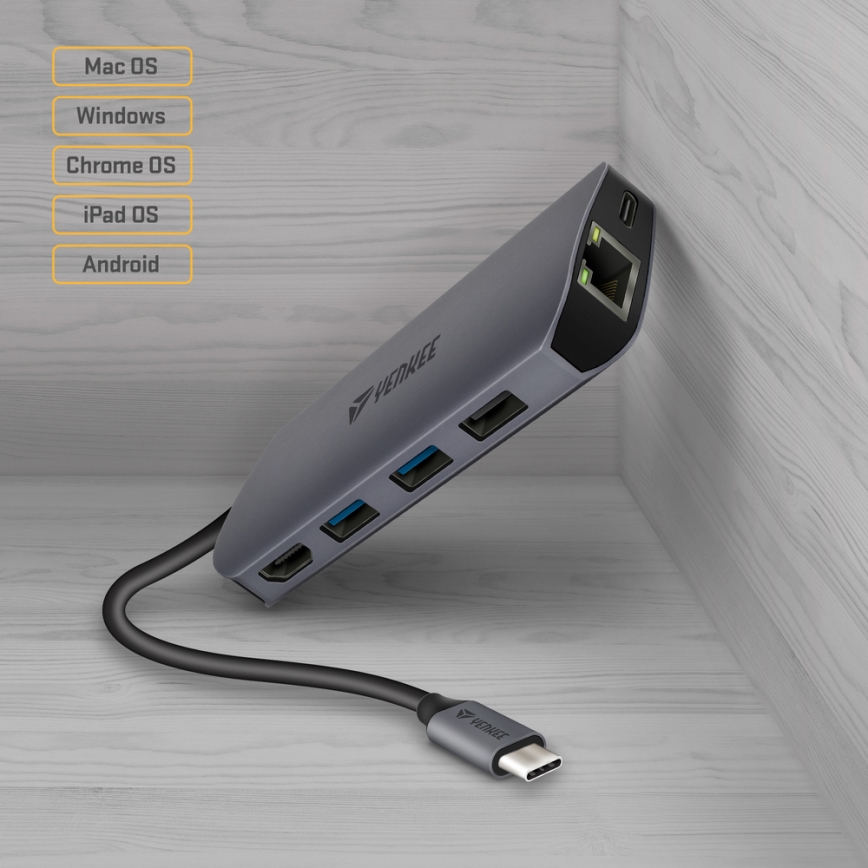 Yenkee - Hub s više portova 8u1 USB-C