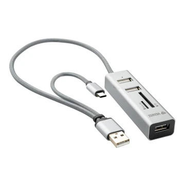 Yenkee - USB 2.0 i USB-C OTG razdjelnik i čitač kartica