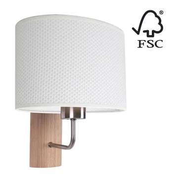 Zidna lampa MERCEDES 1xE27/25W/230V bijela/hrast – FSC certificirano