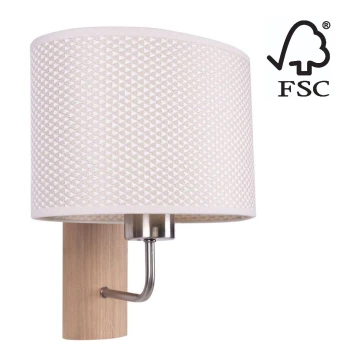 Zidna lampa MERCEDES 1xE27/25W/230V krem/hrast – FSC certificirano