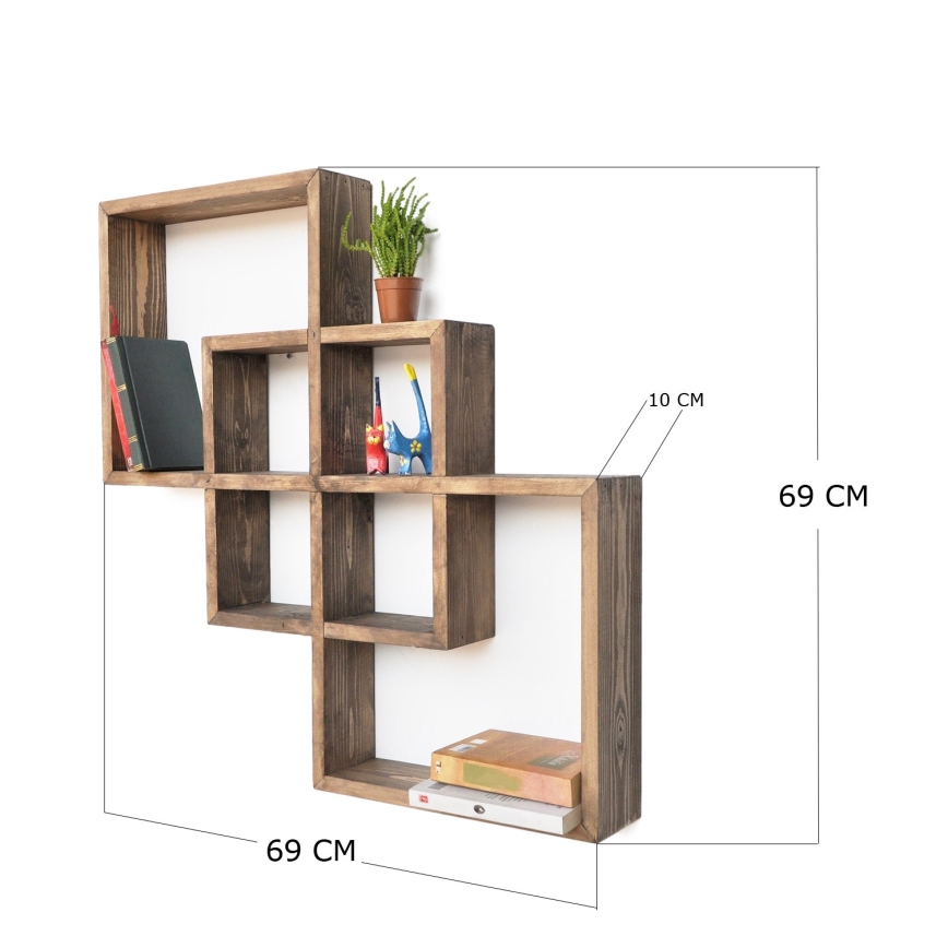 Zidna polica 69x69 cm smreka