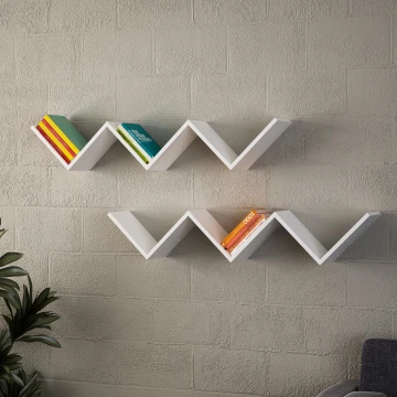 Zidna polica ZIG ZAG 24,5x129 cm bijela