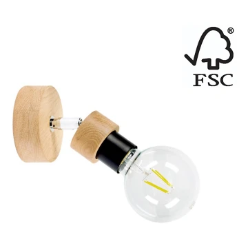 Zidna reflektorska svjetiljka MARJOLAINE 1xE27/25W/230V hrast – FSC certificirano