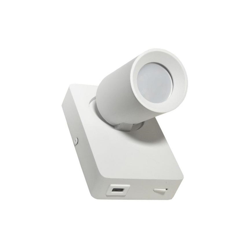 Zidna reflektorska svjetiljka TAFT 1xGU10/30W/230V USB bijela
