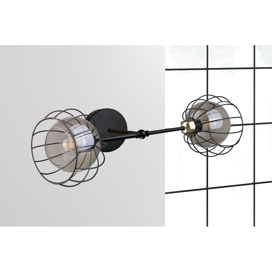 Zidna svjetiljka SOLO BLACK 2xE27/60W/230V crna/zlatna